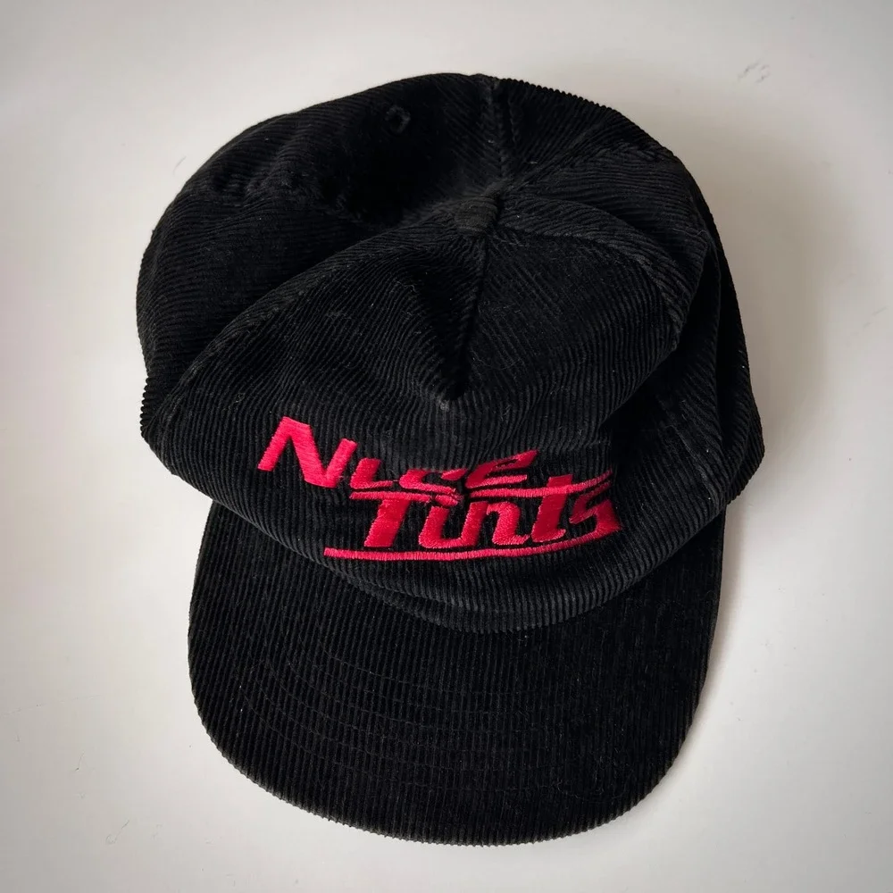 Vintage Richardson Nice Tints Hat Black Red Corduroy‎ Adjustable Cap